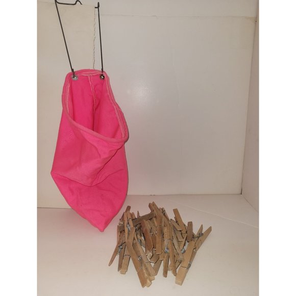 Other Vintage Stay Open Hanging Clothespin Bag W38 Wood Clothes Pins